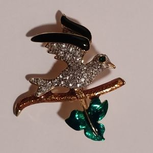 Bird Perched Brooch/Pin  * Colorful on Branch